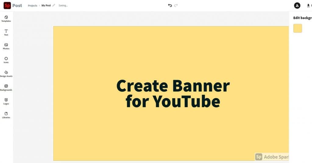 Create Banner for YouTube using Adobe Spark